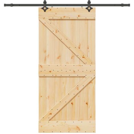 Puerta corredera con herrajes madera maciza de pino 100x210 cm vidaXL