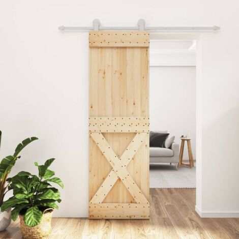 Puerta corredera con herrajes madera maciza de pino 70x210 cm vidaXL