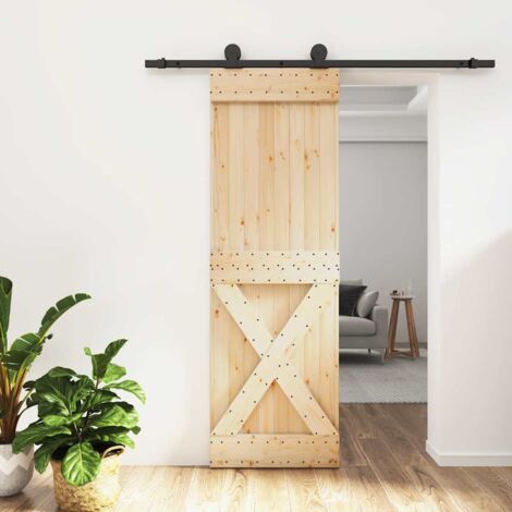 Puerta corredera con herrajes madera maciza de pino 70x210 cm vidaXL