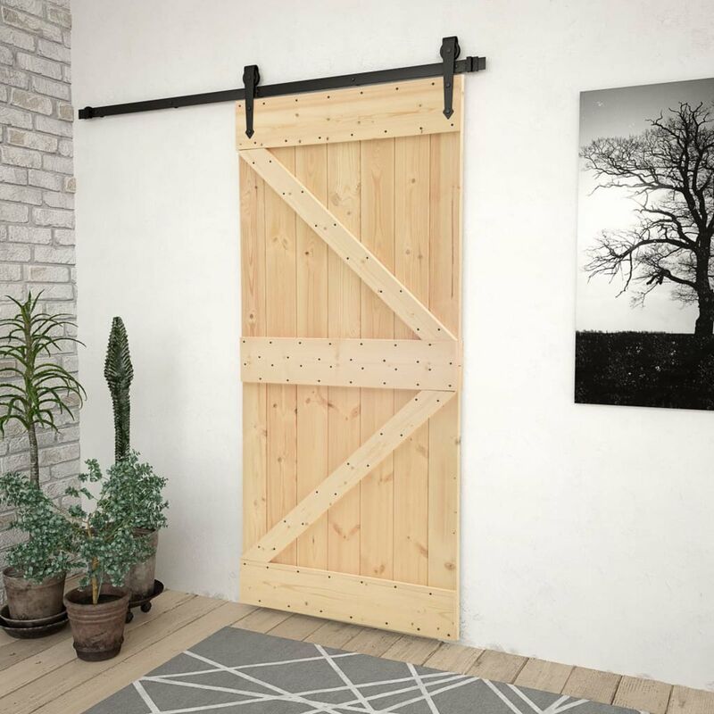 

Puerta corredera con herrajes madera maciza de pino 80x210 cm