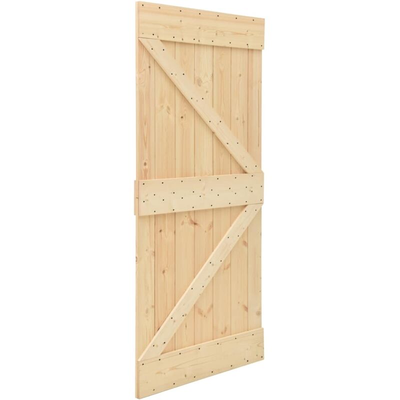 

vidaXL Puerta corredera con herrajes madera maciza de pino 80x210 cm - Marrón