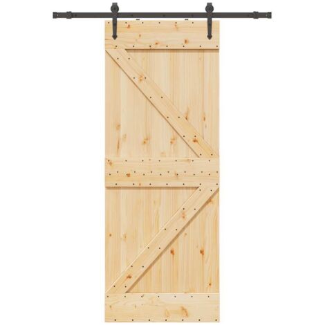 Puerta corredera con herrajes madera maciza de pino 80x210 cm vidaXL
