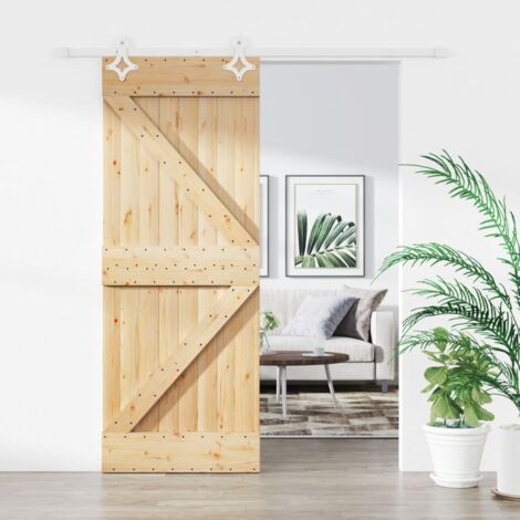 Puerta corredera con herrajes madera maciza de pino 80x210 cm vidaXL