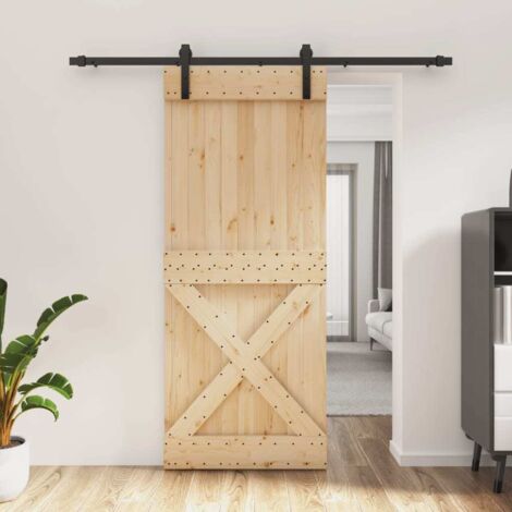 Puerta corredera con herrajes madera maciza de pino 85x210 cm vidaXL