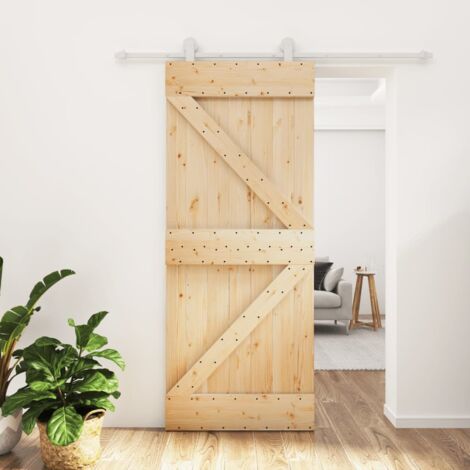 Puerta corredera con herrajes madera maciza de pino 85x210 cm vidaXL