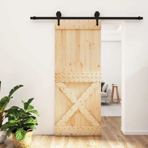 Puerta corredera con herrajes madera maciza de pino 85x210 cm vidaXL