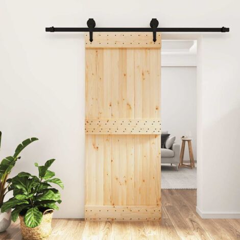 Puerta corredera con herrajes madera maciza de pino 85x210 cm vidaXL
