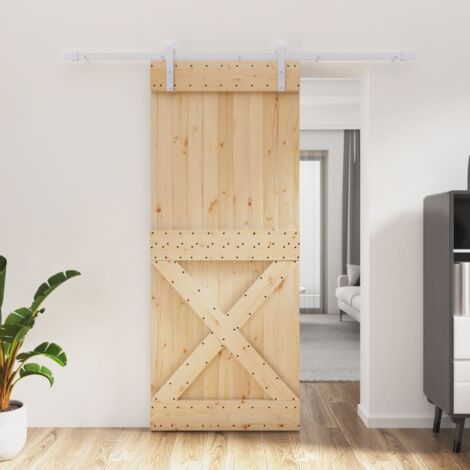 Puerta corredera con herrajes madera maciza de pino 85x210 cm vidaXL