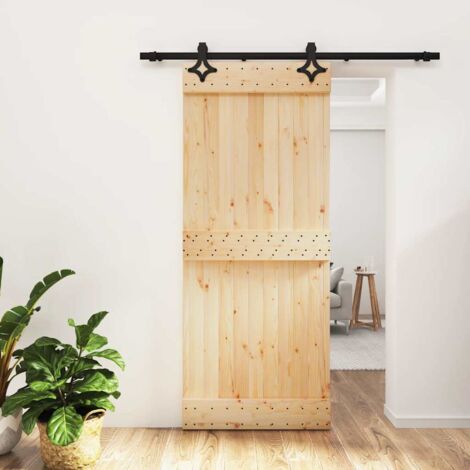 Puerta corredera con herrajes madera maciza de pino 85x210 cm vidaXL
