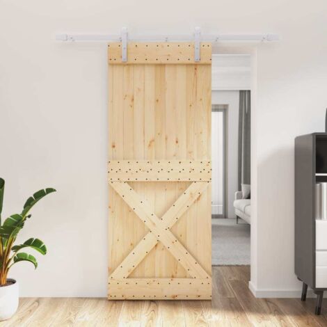 Puerta corredera con herrajes madera maciza de pino 85x210 cm vidaXL