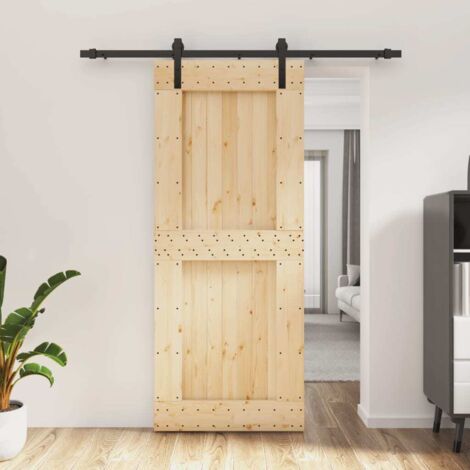 Puerta corredera con herrajes madera maciza de pino 85x210 cm vidaXL