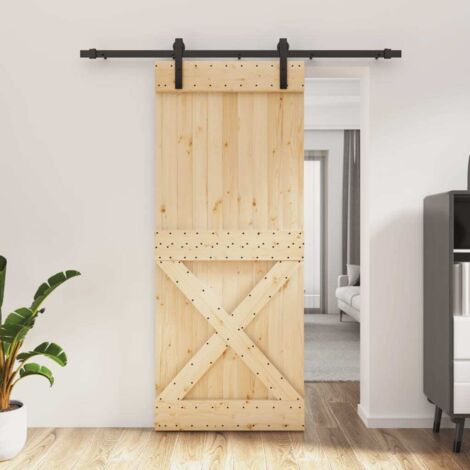 Puerta corredera con herrajes madera maciza de pino 85x210 cm vidaXL