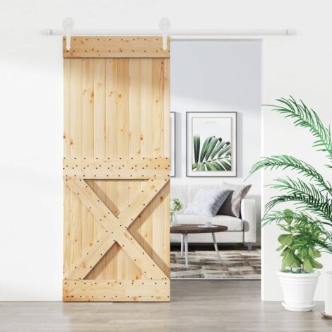 Puerta corredera con herrajes madera maciza de pino 85x210 cm vidaXL