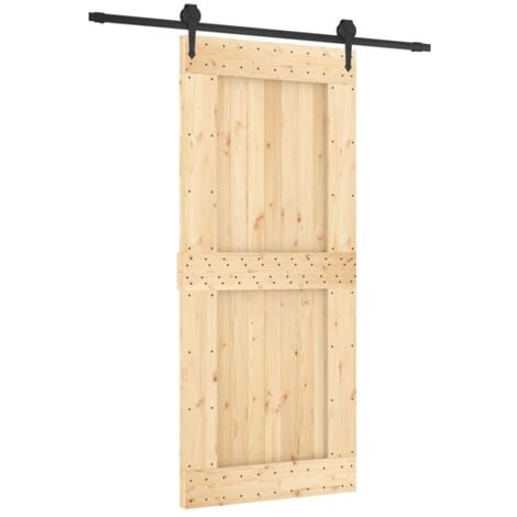Puerta corredera con herrajes madera maciza de pino 90x210 cm vidaXL