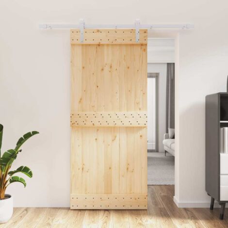 Puerta corredera con herrajes madera maciza de pino 90x210 cm vidaXL