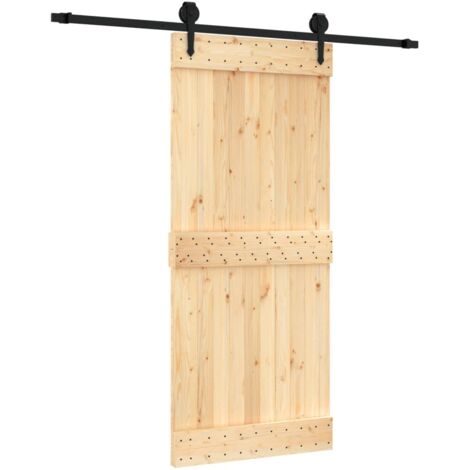 Puerta corredera con herrajes madera maciza de pino 90x210 cm vidaXL