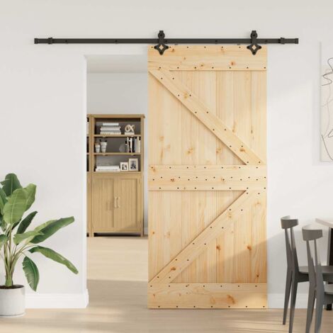Puerta corredera con herrajes madera maciza de pino 90x210 cm vidaXL