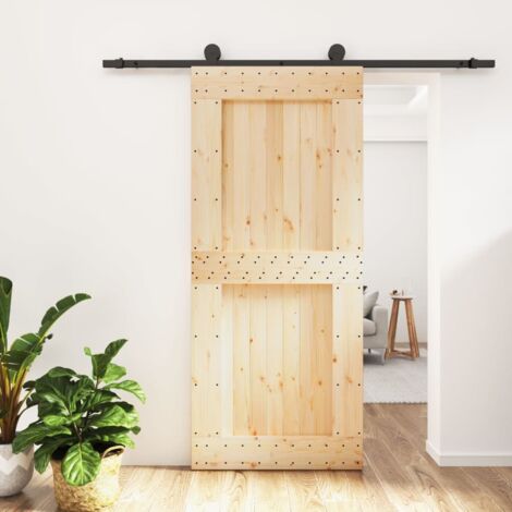 Puerta corredera con herrajes madera maciza de pino 90x210 cm vidaXL
