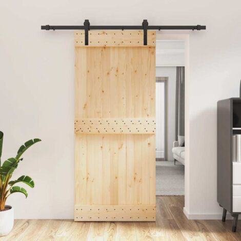 Puerta corredera con herrajes madera maciza de pino 90x210 cm vidaXL