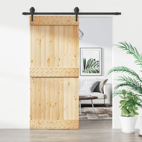 Puerta corredera con herrajes madera maciza de pino 90x210 cm vidaXL