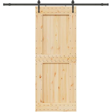 Puerta corredera con herrajes madera maciza de pino 90x210 cm vidaXL