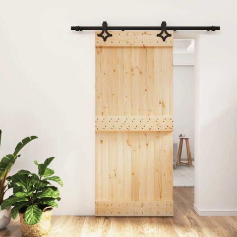 Puerta corredera con herrajes madera maciza de pino 90x210 cm vidaXL