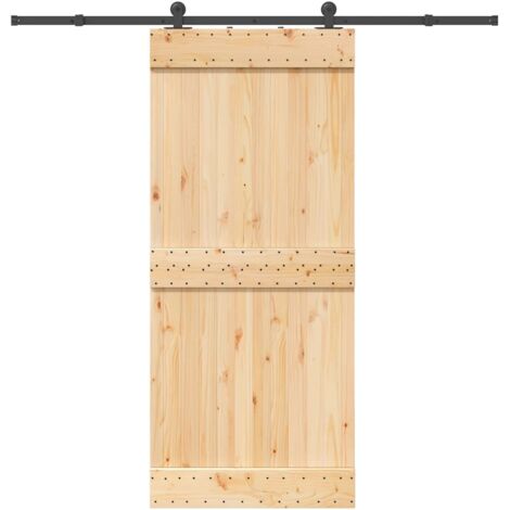 Puerta corredera con herrajes madera maciza de pino 90x210 cm vidaXL