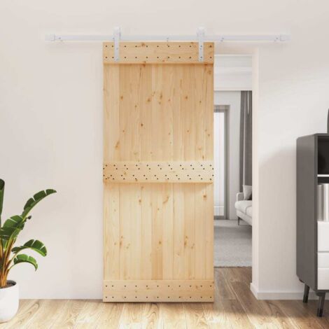 Puerta corredera con herrajes madera maciza de pino 90x210 cm vidaXL