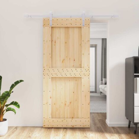 Puerta corredera con herrajes madera maciza de pino 90x210 cm vidaXL