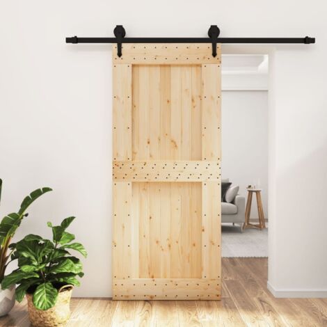 Puerta corredera con herrajes madera maciza de pino 90x210 cm vidaXL