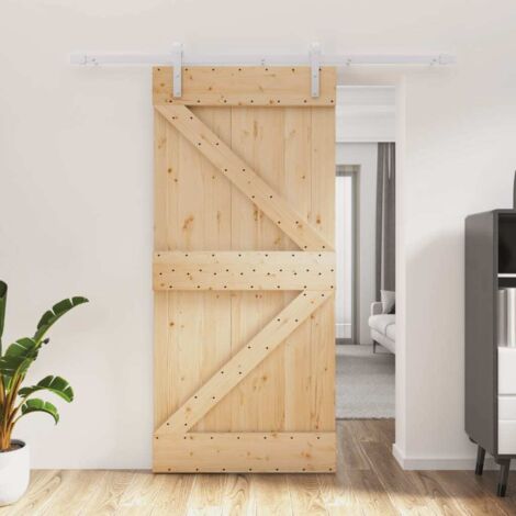 Puerta corredera con herrajes madera maciza de pino 95x210 cm vidaXL
