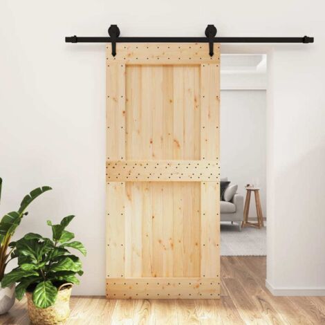 Puerta corredera con herrajes madera maciza de pino 95x210 cm vidaXL