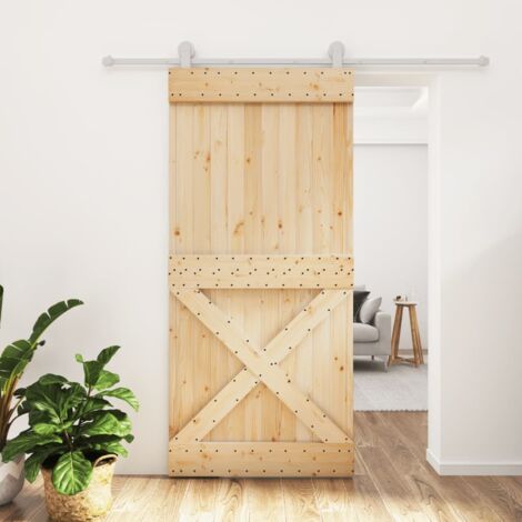 Puerta corredera con herrajes madera maciza de pino 95x210 cm vidaXL