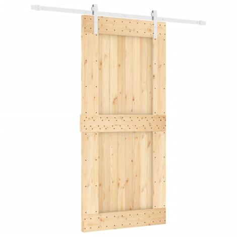 Puerta corredera con herrajes madera maciza de pino 95x210 cm vidaXL
