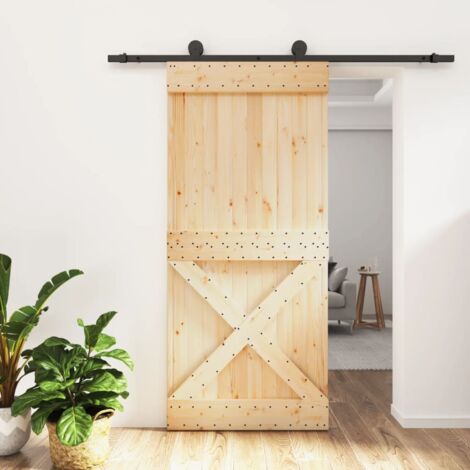 Puerta corredera con herrajes madera maciza de pino 95x210 cm vidaXL