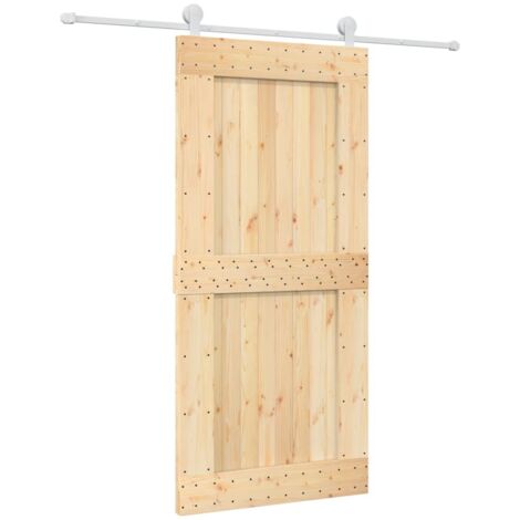 Puerta corredera con herrajes madera maciza de pino 95x210 cm vidaXL