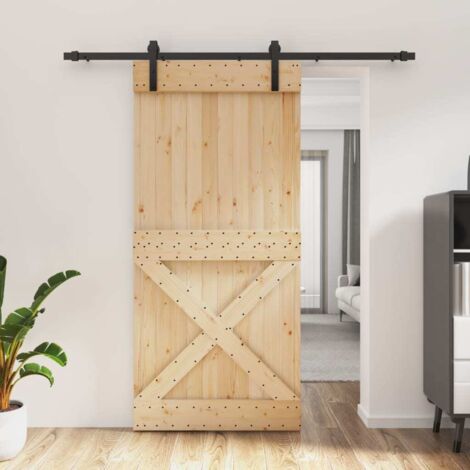 Puerta corredera con herrajes madera maciza de pino 95x210 cm vidaXL