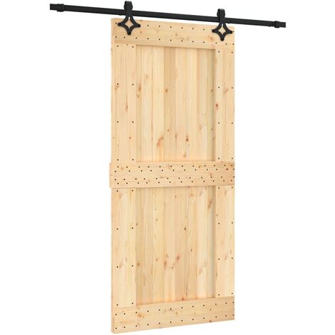 VidaXL Puerta de granero madera maciza pino blanca 90x1,8x204,5 cm