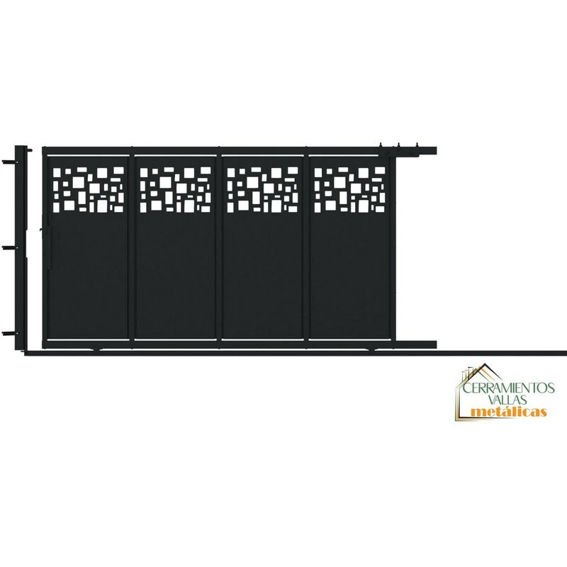 

Puerta Corredera Con Peatonal Integrada 3.5x2 - Modelo Ibiza Negro