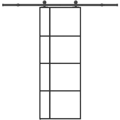 Puerta corredera con set herrajes vidrio ESG aluminio 76x205 cm