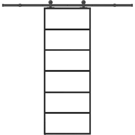 Puerta corredera con set herrajes vidrio ESG aluminio 76x205 cm