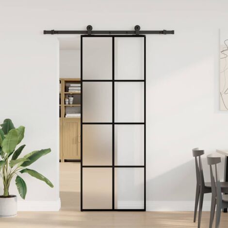 Puerta corredera con set herrajes vidrio ESG aluminio 76x205 cm