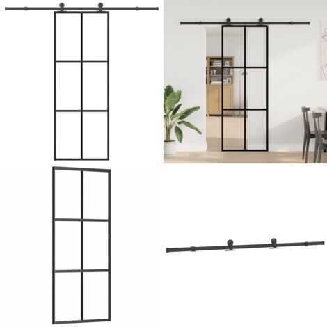 Puerta corredera con set herrajes vidrio ESG aluminio 76x205 cm - Vidrio ESG - Aluminio