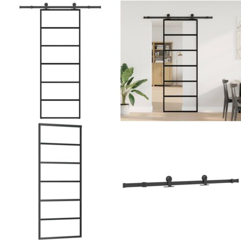 Puerta corredera con set herrajes vidrio ESG aluminio 76x205 cm - Vidrio ESG - Aluminio