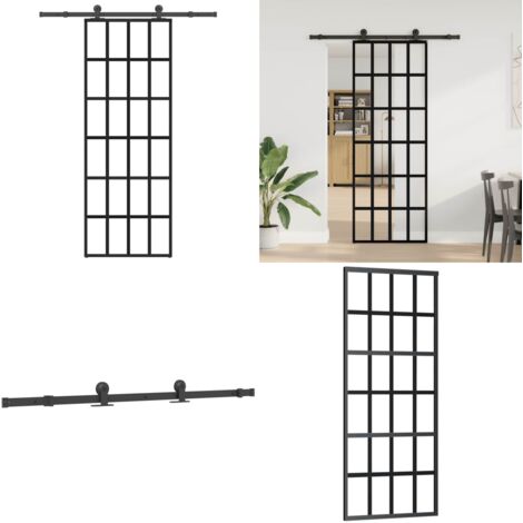 Puerta corredera con set herrajes vidrio ESG aluminio 76x205 cm - Vidrio ESG - Aluminio
