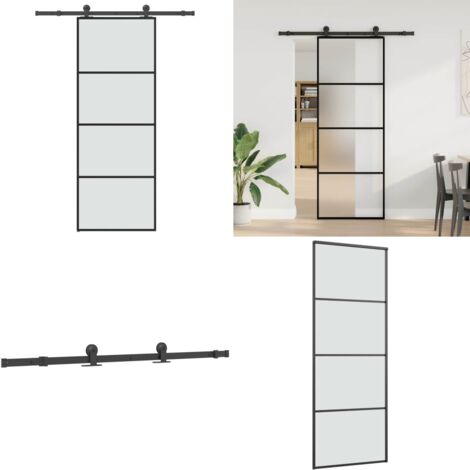 Puerta corredera con set herrajes vidrio ESG aluminio 76x205 cm - Vidrio ESG - Aluminio