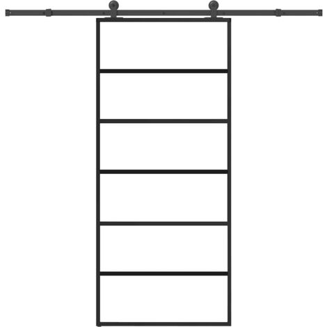 Puerta corredera con set herrajes vidrio ESG aluminio 90x205 cm