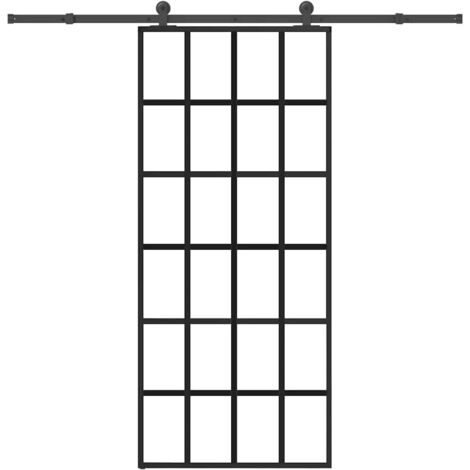 Puerta corredera con set herrajes vidrio ESG aluminio 90x205 cm
