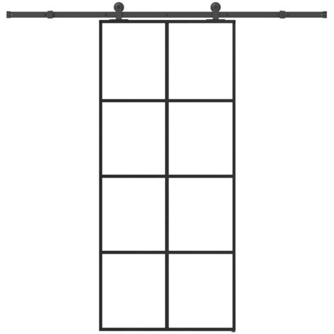 Puerta corredera con set herrajes vidrio ESG aluminio 90x205 cm