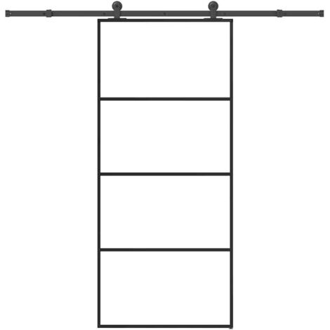Puerta corredera con set herrajes vidrio ESG aluminio 90x205 cm